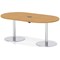 Italia Volta 1800mm Poseur Boardroom Table With Pop-up Power Module Oak Top 720mm High Silver Leg