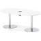 Italia Volta 1800mm Poseur Boardroom Table With Pop-up Power Module White Top 720mm High Silver Leg