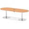 Italia Volta 2400mm Poseur Boardroom Table With Pop-up Power Module Beech Top 720mm High Silver Leg