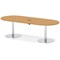 Italia Volta 2400mm Poseur Boardroom Table With Pop-up Power Module Oak Top 720mm High Silver Leg