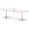 Italia Volta 2400mm Poseur Boardroom Table With Pop-up Power Module White Top Natural Wood Edge 720mm High Silver Leg
