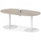 Italia Volta 1800mm Poseur Boardroom Table With Pop-up Power Module Grey Oak Top 720mm High White Leg