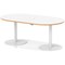 Italia Volta 1800mm Poseur Boardroom Table With Pop-up Power Module White Top Natural Wood Edge 720mm High White Leg