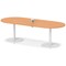 Italia Volta 2400mm Poseur Boardroom Table With Pop-up Power Module Beech Top 720mm High White Leg