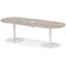 Italia Volta 2400mm Poseur Boardroom Table With Pop-up Power Module Grey Oak Top 720mm High White Leg