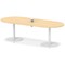 Italia Volta 2400mm Poseur Boardroom Table With Pop-up Power Module Maple Top 720mm High White Leg