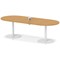 Italia Volta 2400mm Poseur Boardroom Table With Pop-up Power Module Oak Top 720mm High White Leg