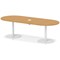 Italia Volta 2400mm Poseur Boardroom Table With Pop-up Power Module Oak Top 720mm High White Leg