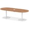 Italia Volta 2400mm Poseur Boardroom Table With Pop-up Power Module Walnut Top 720mm High White Leg