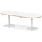 Italia Volta 2400mm Poseur Boardroom Table With Pop-up Power Module White Top Natural Wood Edge 720mm High White Leg