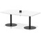 Italia Volta 1800mm Poseur High Gloss Table With Pop-up Power Module White Top 725mm High Black Leg