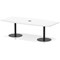 Italia Volta 2400mm Poseur High Gloss Table With Pop-up Power Module White Top 725mm High Black Leg