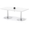 Italia Volta 1800mm Poseur High Gloss Table With Pop-up Power Module White Top 725mm High Silver Leg