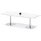 Italia Volta 2400mm Poseur High Gloss Table With Pop-up Power Module White Top 725mm High Silver Leg