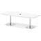 Italia Volta 2400mm Poseur High Gloss Table With Pop-up Power Module White Top 725mm High Silver Leg