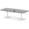 Italia Volta 2400mm Poseur High Gloss Table With Pop-up Power Module Black Top 725mm High White Leg