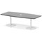 Italia Volta 2400mm Poseur High Gloss Table With Pop-up Power Module Black Top 725mm High White Leg