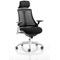 Flex Task White Frame & Black Seat Operator Chair, Headrest, Height Adjustable Arms, Black Back