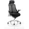 Flex Task Operator Chair With Headrest, Black Seat, Black Back, White Frame