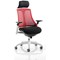 Flex Task White Frame & Black Seat Operator Chair, Headrest, Height Adjustable Arms, Red Back