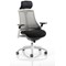 Flex Task White Frame & Black Seat Operator Chair, Headrest, Height Adjustable Arms, Grey Back