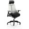 Flex Task Black Frame & Seat Operator Chair, Headrest, Height Adjustable Arms, White Back