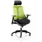 Flex Task Black Frame & Seat Operator Chair, Headrest, Height Adjustable Arms, Green Back