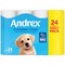 Andrex Complete Clean Toilet Roll, 2-Ply, 190 Sheets Per Roll, Pack of 24