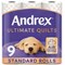 Andrex Ultimate Quilts Toilet Roll, 3-Ply, 155 Sheets Per Roll, Pack of 9