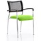 Brunswick Visitor Chair, With Arms, Chrome Frame, Mesh Back, Fabric Seat, Myrrh Green