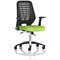 Relay Task Black Mesh Back Operator Chair, Folding Arms, Myrrh Green