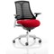 Black Back White Frame Operator Chair, Height Adjustable Arms, Bergamot Cherry