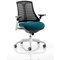Flex Task Black Back White Frame Operator Chair, Height Adjustable Arms, Maringa Teal Flex Task Black Back White Frame Operator Chair, Height Adjustable Arms, Maringa Teal