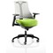 Flex Task White Back Black Frame Operator Chair, Height Adjustable Arms, Myrrh Green