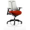 Flex Task White Back Black Frame Operator Chair, Height Adjustable Arms, Tabasco Orange