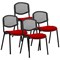 ISO Black Frame Mesh Back Stacking Chair, Bergamot Cherry Fabric Seat, Pack of 4