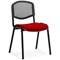 ISO Black Frame Mesh Back Stacking Chair, Bergamot Cherry Fabric Seat, Pack of 4