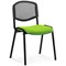 ISO Black Frame Mesh Back Stacking Chair, Myrrh Green Fabric Seat, Pack of 4