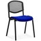 ISO Black Frame Mesh Back Stacking Chair, Stevia Blue Fabric Seat, Pack of 4