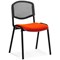 ISO Black Frame Mesh Back Stacking Chair, Tabasco Orange Fabric Seat, Pack of 4
