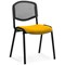 ISO Black Frame Mesh Back Stacking Chair, Senna Yellow Fabric Seat, Pack of 4