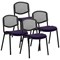 ISO Black Frame Mesh Back Stacking Chair, Tansy Purple Fabric Seat, Pack of 4