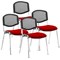 ISO Chrome Frame Mesh Back Stacking Chair, Bergamot Cherry Fabric Seat, Pack of 4 ISO Chrome Frame Mesh Back Stacking Chair, Bergamot Cherry Fabric Seat, Pack of 4