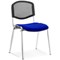 ISO Chrome Frame Mesh Back Stacking Chair, Stevia Blue Fabric Seat, Pack of 4