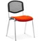 ISO Chrome Frame Mesh Back Stacking Chair, Tabasco Orange Fabric Seat, Pack of 4
