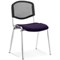 ISO Chrome Frame Mesh Back Stacking Chair, Tansy Purple Fabric Seat, Pack of 4