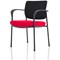Brunswick Deluxe Visitor Chair, With Arms, Black Frame, Black Fabric Back, Fabric Seat, Bergamot Cherry