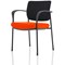Brunswick Deluxe Visitor Chair, With Arms, Black Frame, Black Fabric Back, Fabric Seat, Tabasco Orange