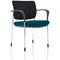 Brunswick Deluxe Visitor Chair, With Arms, Chrome Frame, Black Fabric Back, Fabric Seat, Maringa Teal