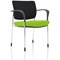 Brunswick Deluxe Visitor Chair, With Arms, Chrome Frame, Black Fabric Back, Fabric Seat, Myrrh Green